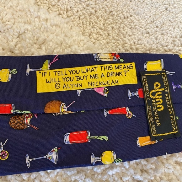 Blue Silk Tie Alynn Cocktail Martini design - Picture 5 of 7